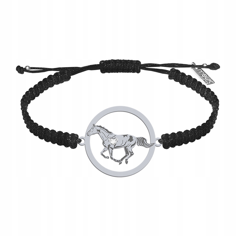 Stříbrný náramek s koněm Folblut 925 Makramé Dárek Šperky Gravírování