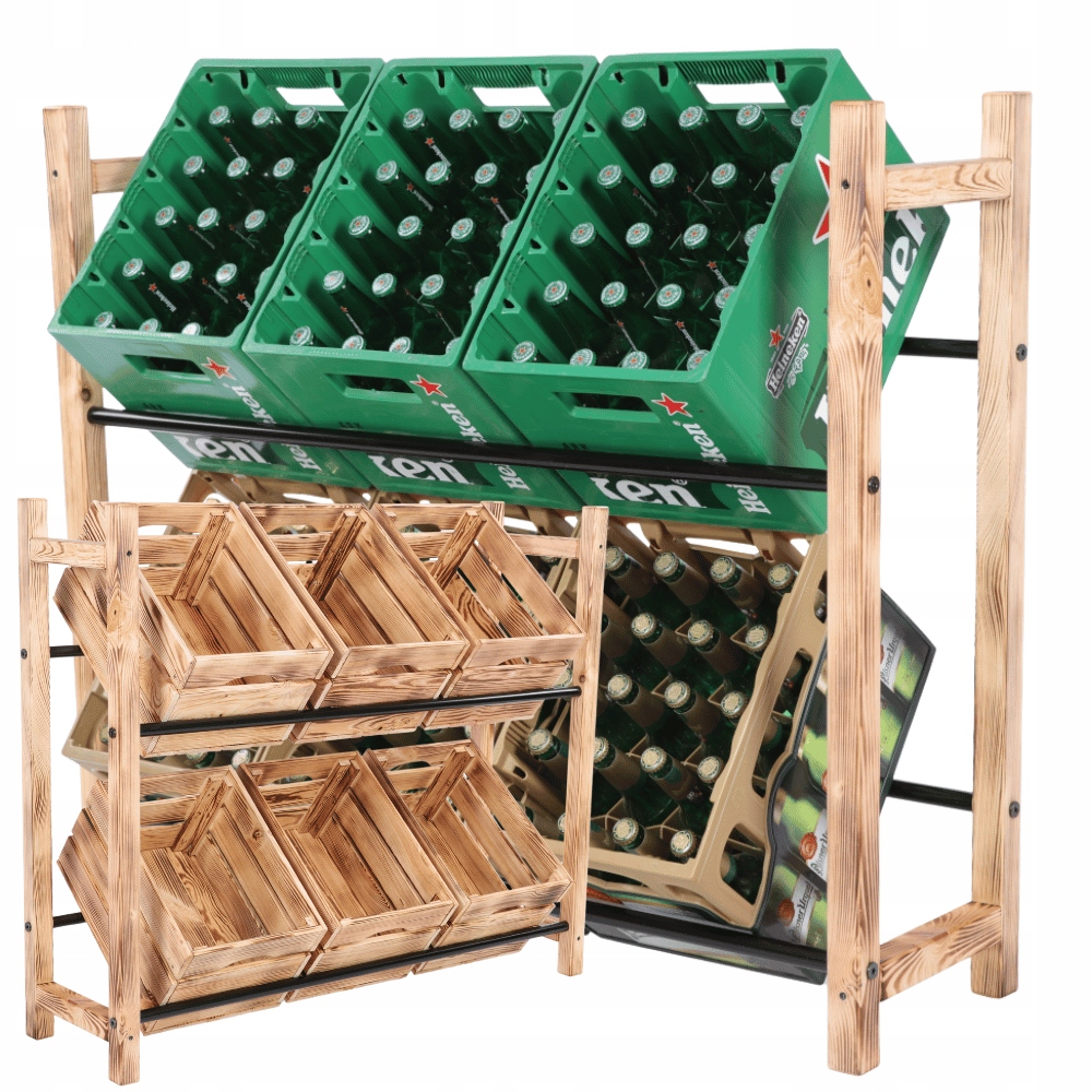 Stojan na nápoje a pivo regál široký 2 police Kovové Tyče Eko