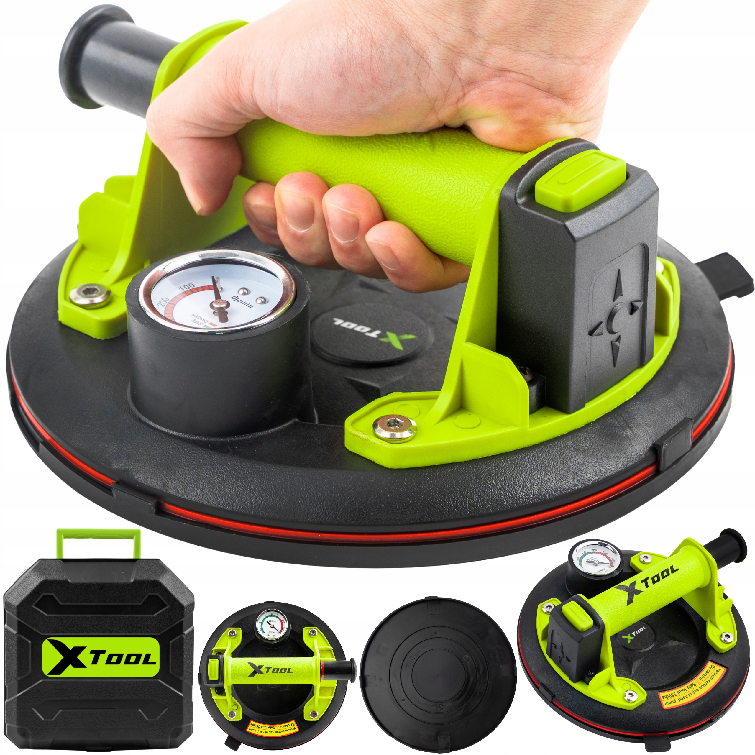 Przyssawka Do Płytek Próżniowa Uchwyt do Szyb Z Pompką Manometr Glazury 120