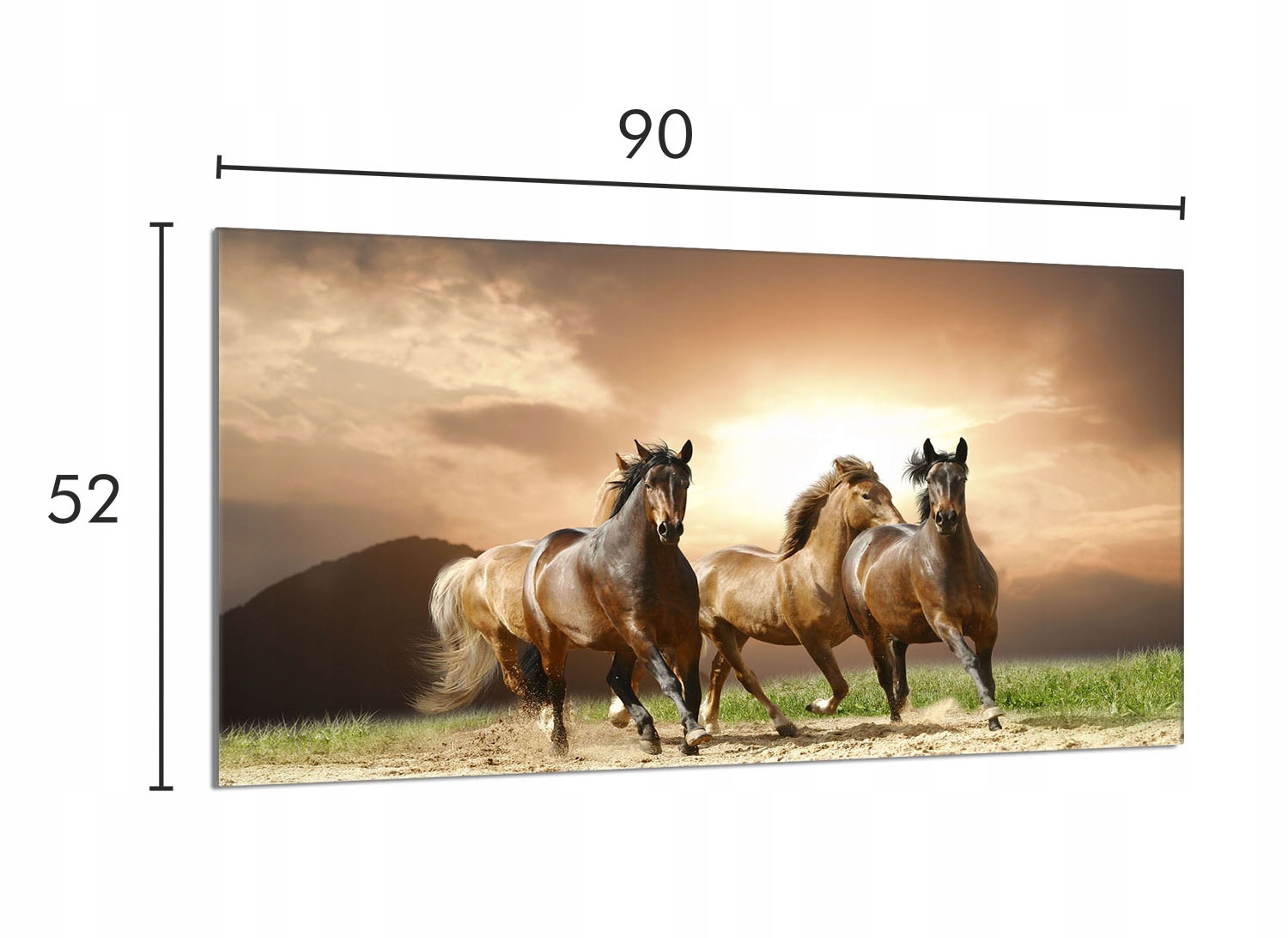 Skleněná ochranná deska na sporák 90x52 Koně