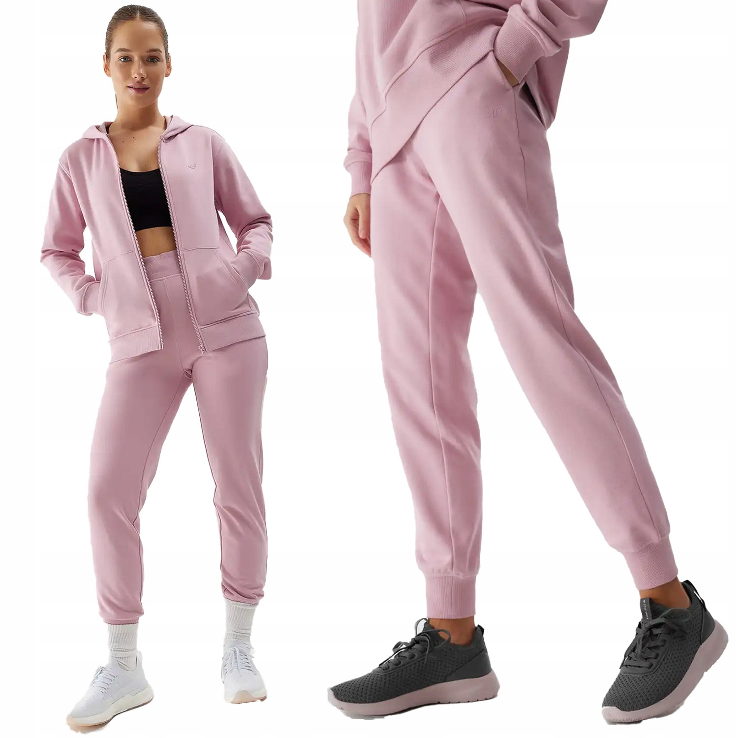 SPODNIE DRESOWE DAMSKIE 4F SPORTOWE DRESY BAWEŁNIANE Z KIESZENIAMI SS24F606 Marka 4F