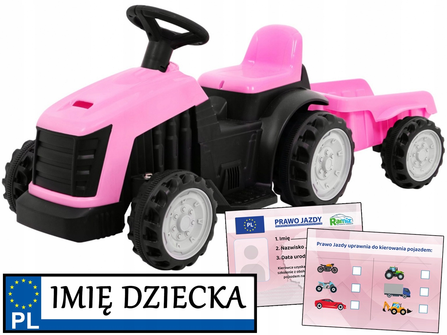 Traktor Na Akumulator dla dziewczynki Ciągnik Rolniczy Przyczepka