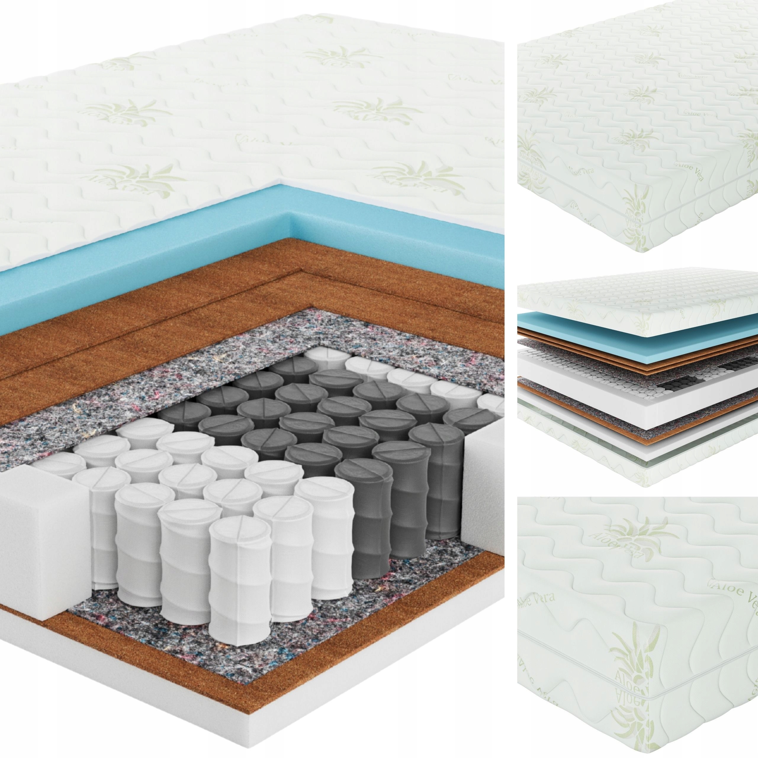 Materac 180x200 Sprężynowy Senpuro Natural Ultra Comfort Twardy H4/H4+