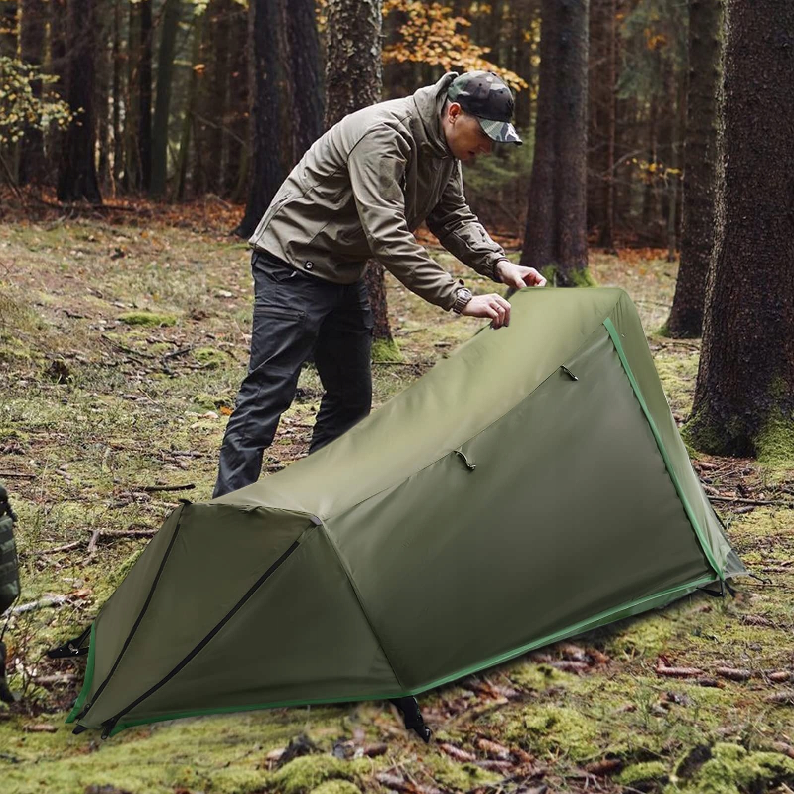 GEERTOP Namiot Jednoosobowy Lekki Na Camping Trekking Wędrówki Klettern — miniatura 6