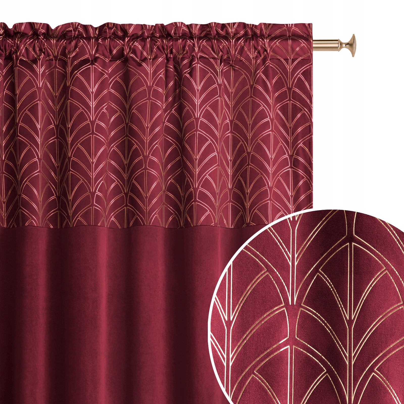 

Gotowa zasłona welur na taśmie 140x250 Bliss bordo