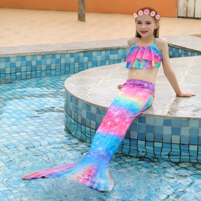 8w1 SYRENI OGON STRÓJ KĄPIELOWY SYRENKA KOSTIUM SYRENA ZESTAW r. 130 CM Rozmiar 120-130
