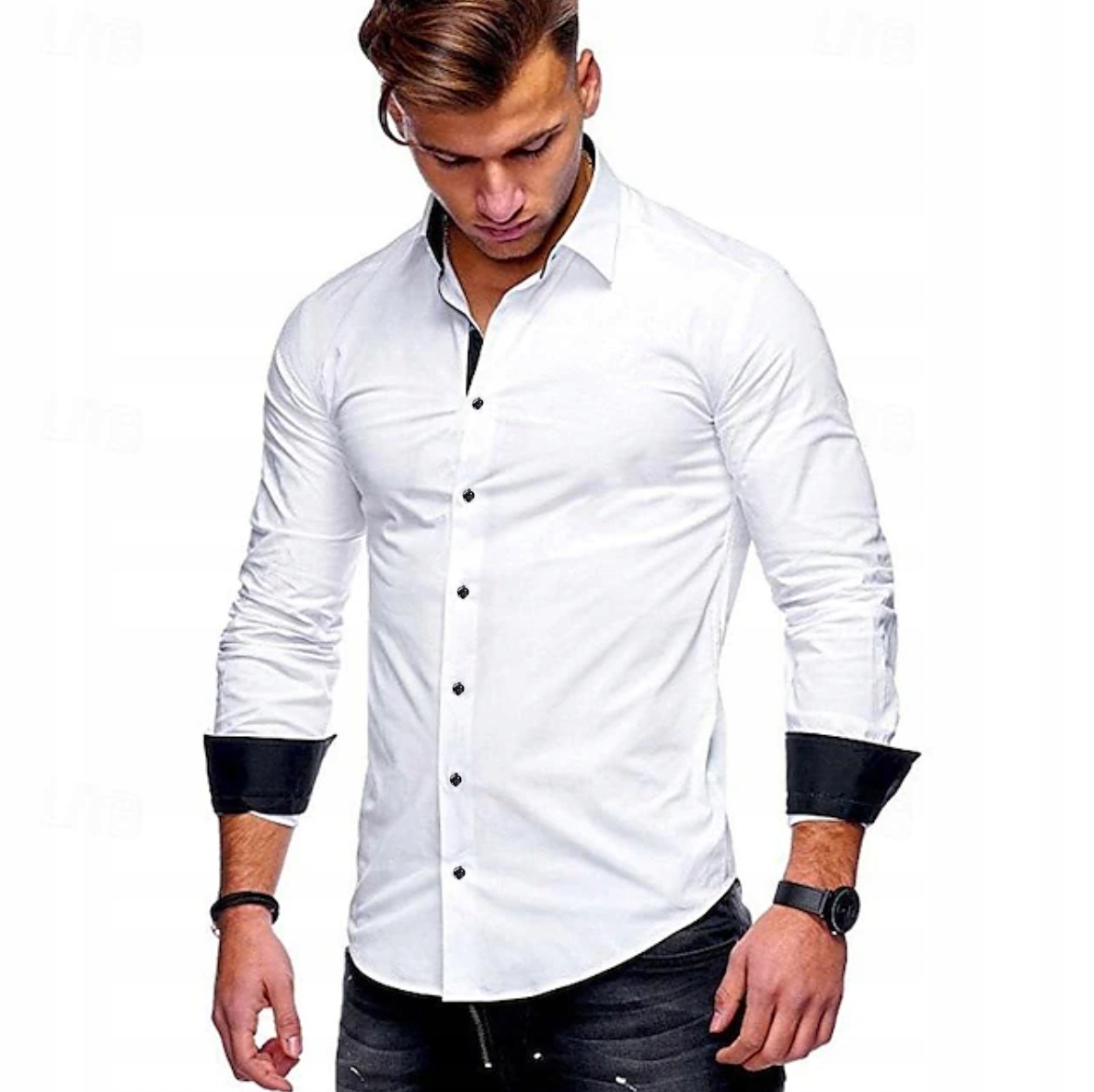 Pánská klasická Elegantní košile s ležérním kontrastem