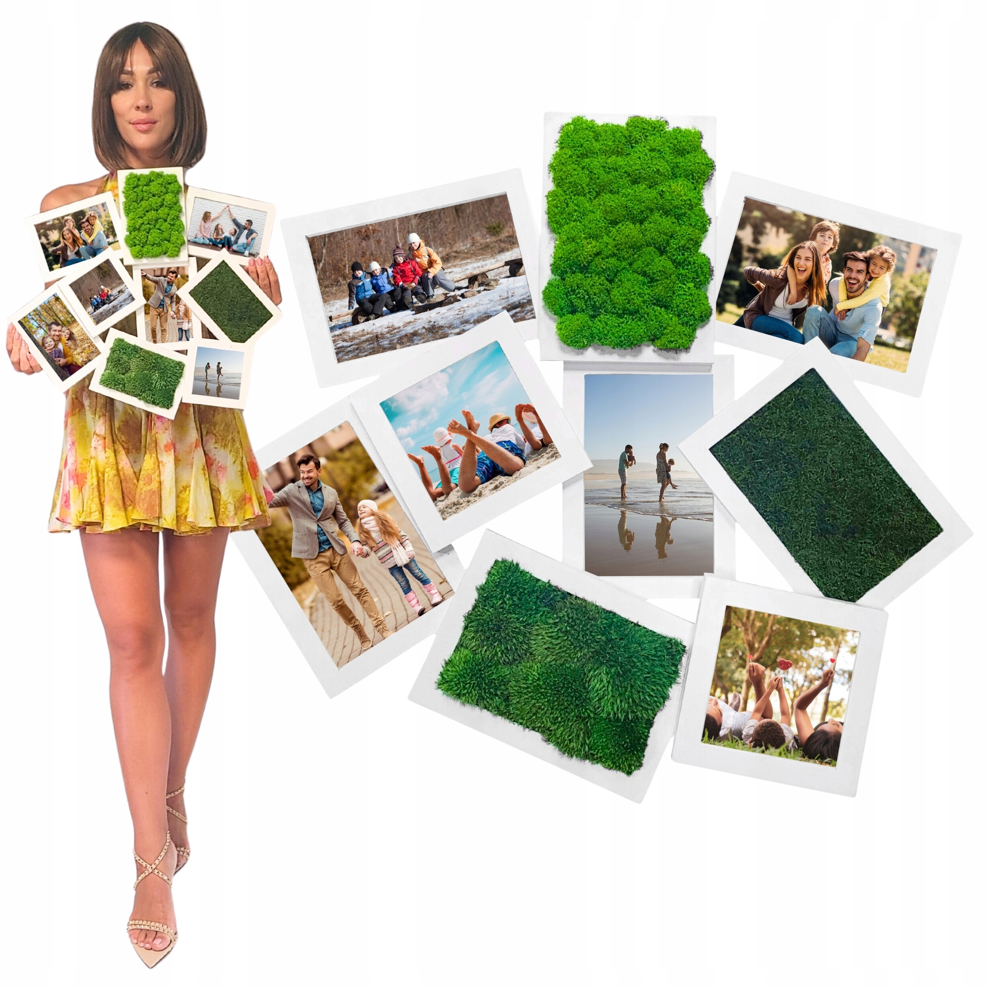 Rámeček na fotografie Mech Chrobotek obraz Multiramka dřevěný na zeď Velký