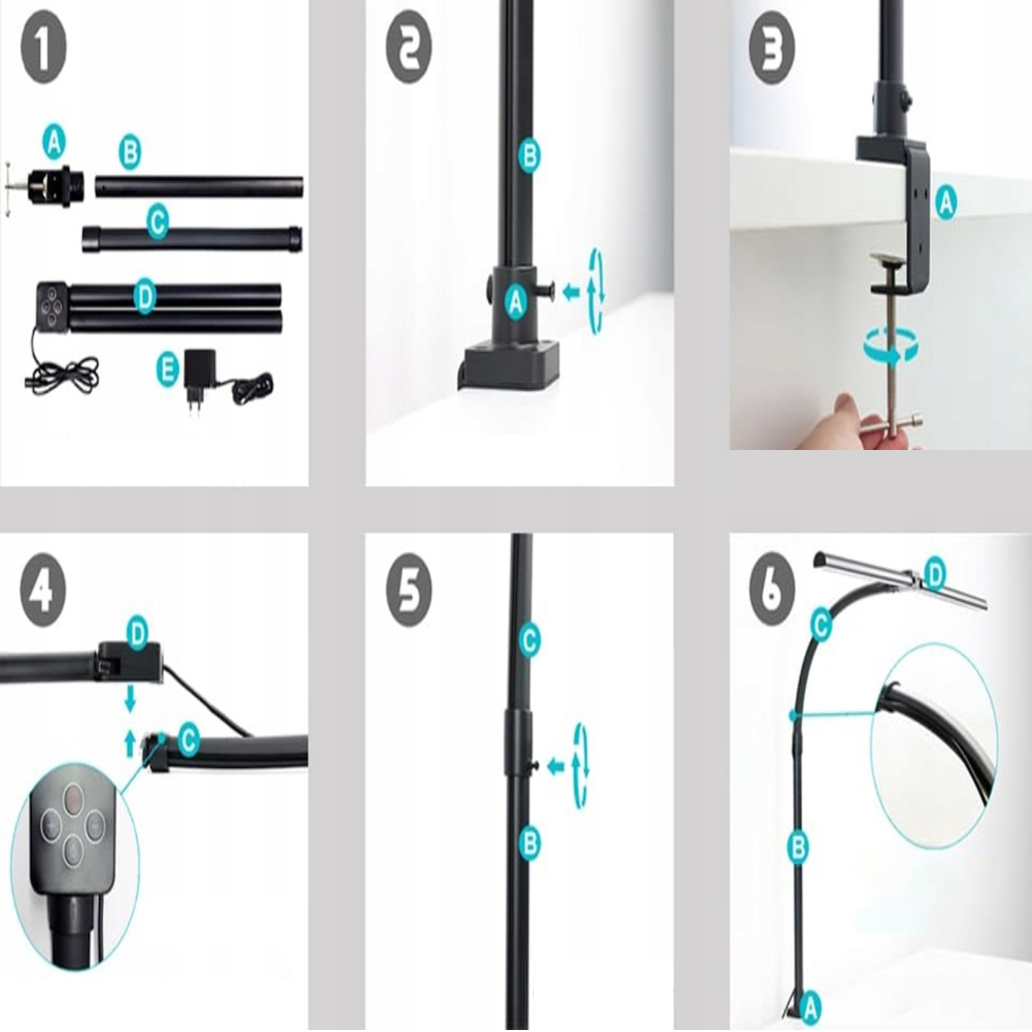 LAMPKA NA MONITOR DO KOMPUTERA NOCNA REGULOWANA LAMPA BIURKOWA Kolor czarny