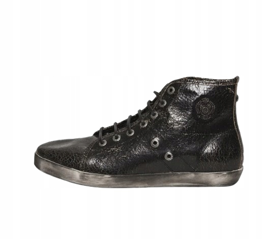 Ikks Černé Pánské Vysoké Kožené Tenisky Se Zestárnutím 44 3_B