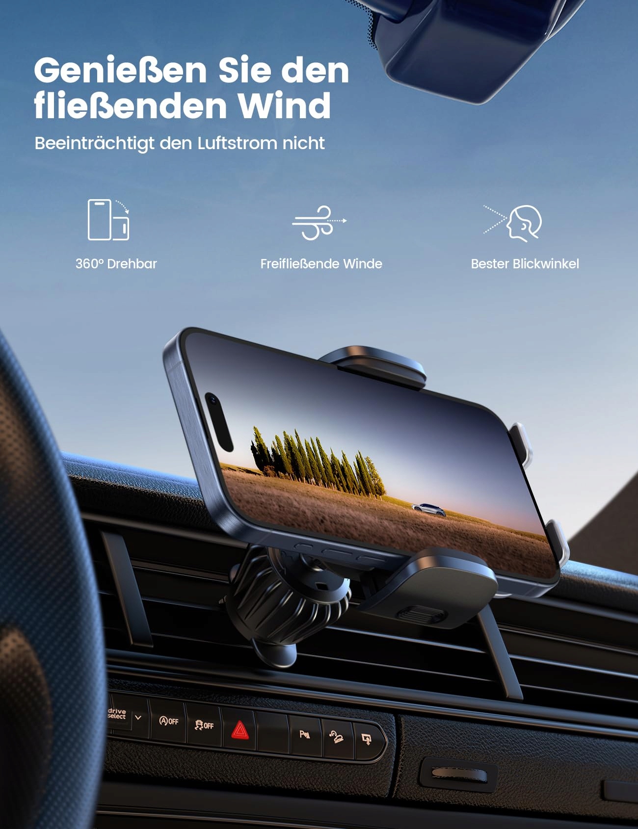 LAMICALL Uchwyt Samochodowy 360° Uniwersalny na iPhone Samsung — miniatura 5