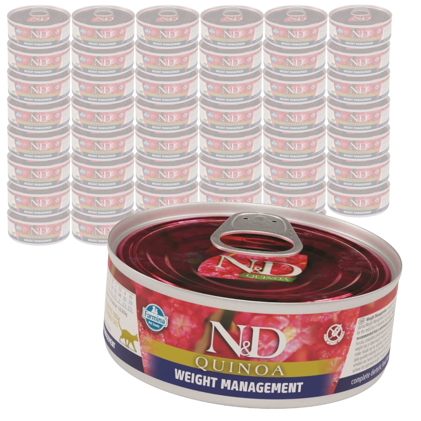 Levně Farmina N&d Quinoa Weight Management 48x80g Vlhké Krmivo Jehněčí maso Pro Kočky