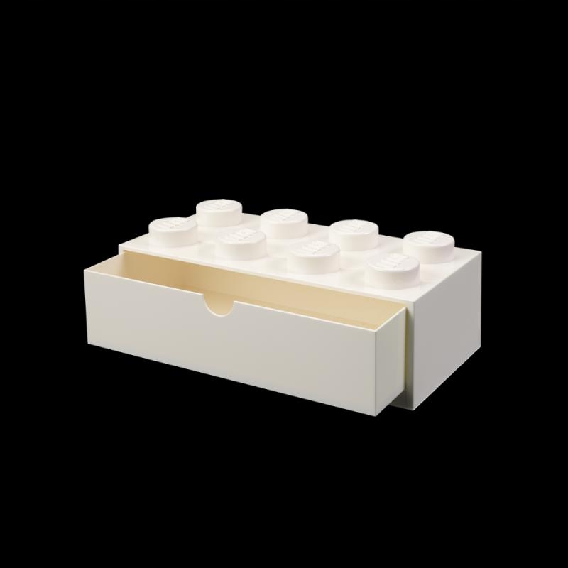 Úložný box Lego stolní 8 se zásuvkou bílý