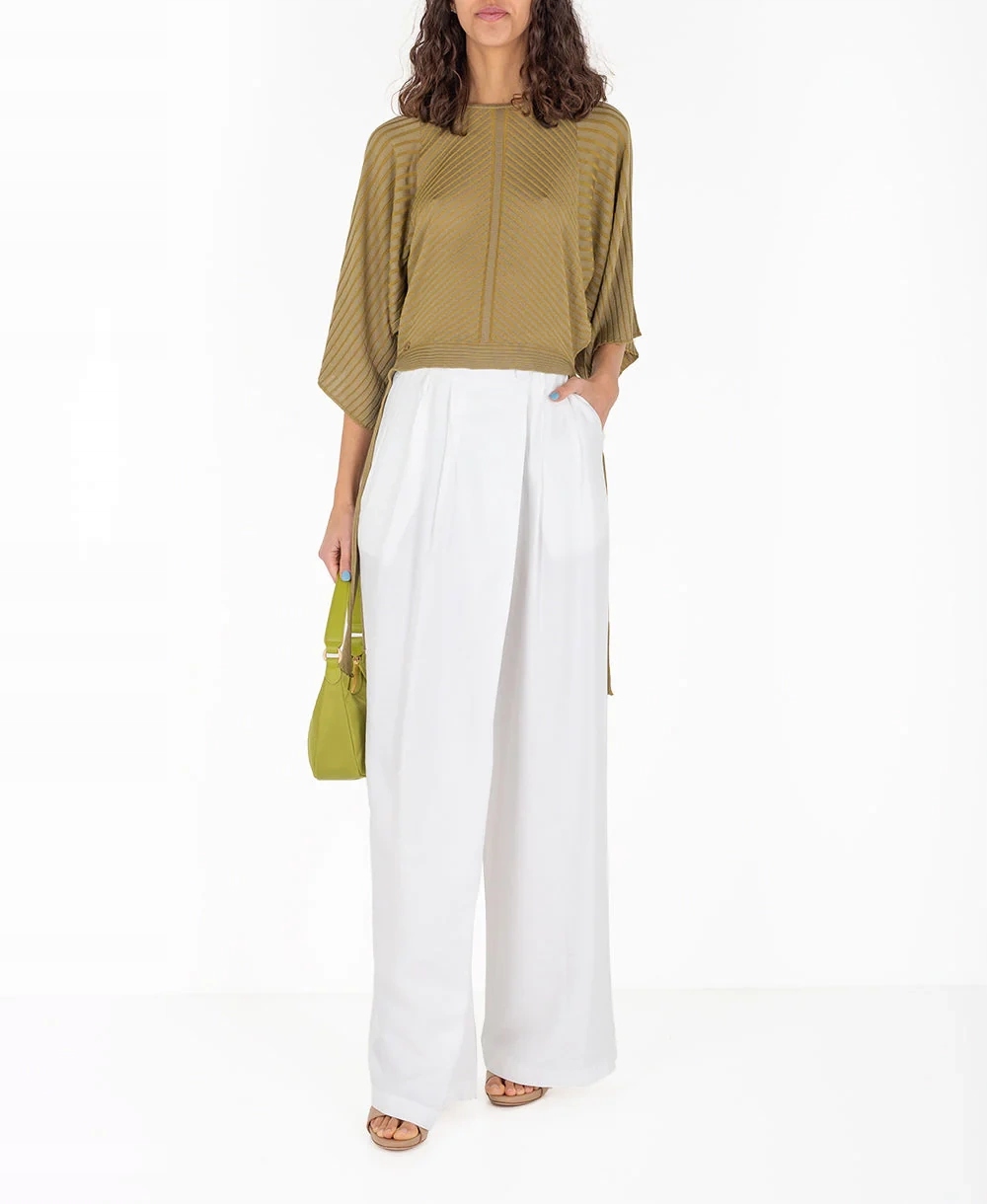 Kalhoty Silvian Heach látkové elegantní palazzo bílé vel. S It 40