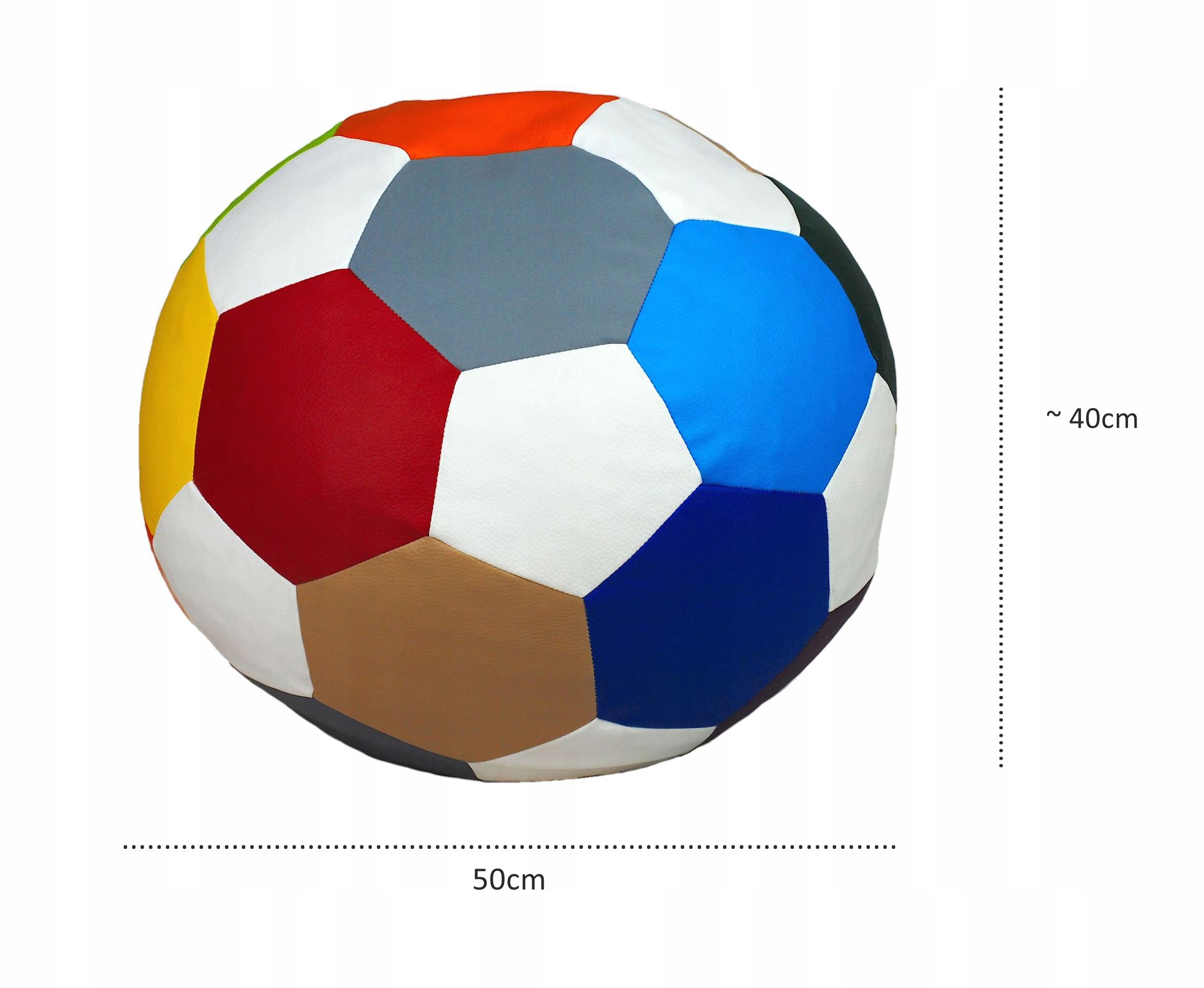 PIŁKA PUFA PODNÓŻEK 50cm 60L KOLOROWE SZALEŃSTWO Materiał obicia skóra sztuczna