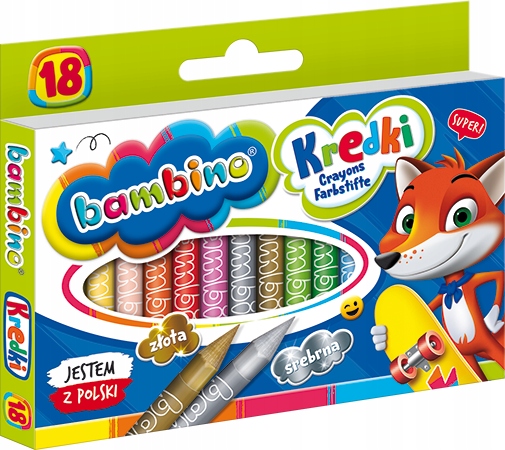 BAMBINO KREDKI ŚWIECOWE 18 KOLORÓW W PUDEŁKU