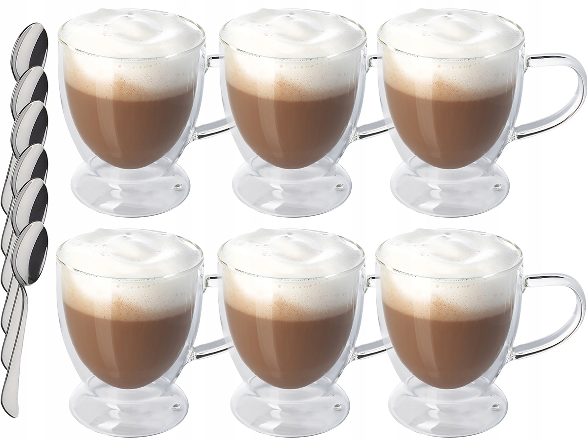 6x SZKLANKA TERMICZNA KAWA HERBATA 250ml+ ŁYŻECZKA