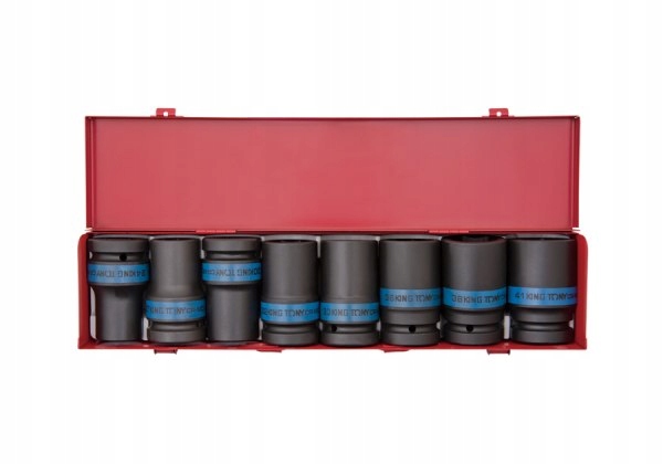 ZESTAW NASADEK UDAROWYCH 1 8cz. DŁUGIE 6-kąt. 24 - 41mm, KASETA King Tony