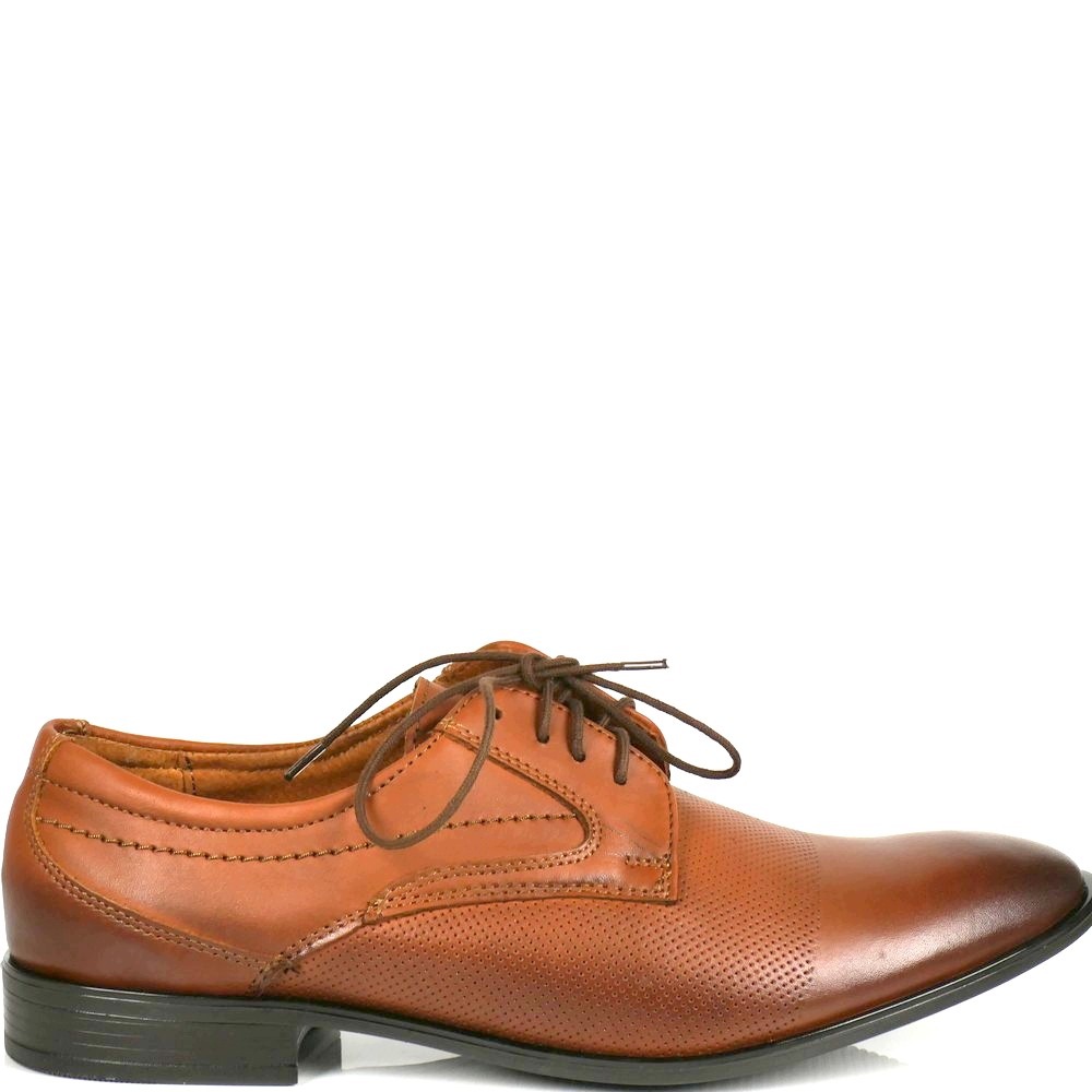 Pánské Společenské Boty Z Kůže, Hnědé, Elegantní Polské Polobotky J6 iBoty