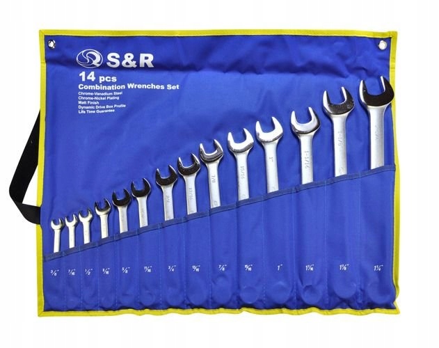 KLUCZ PŁASKO-OCZKOWY CALOWY ZEST. 14 SZT. 3/8''-1,1/4''