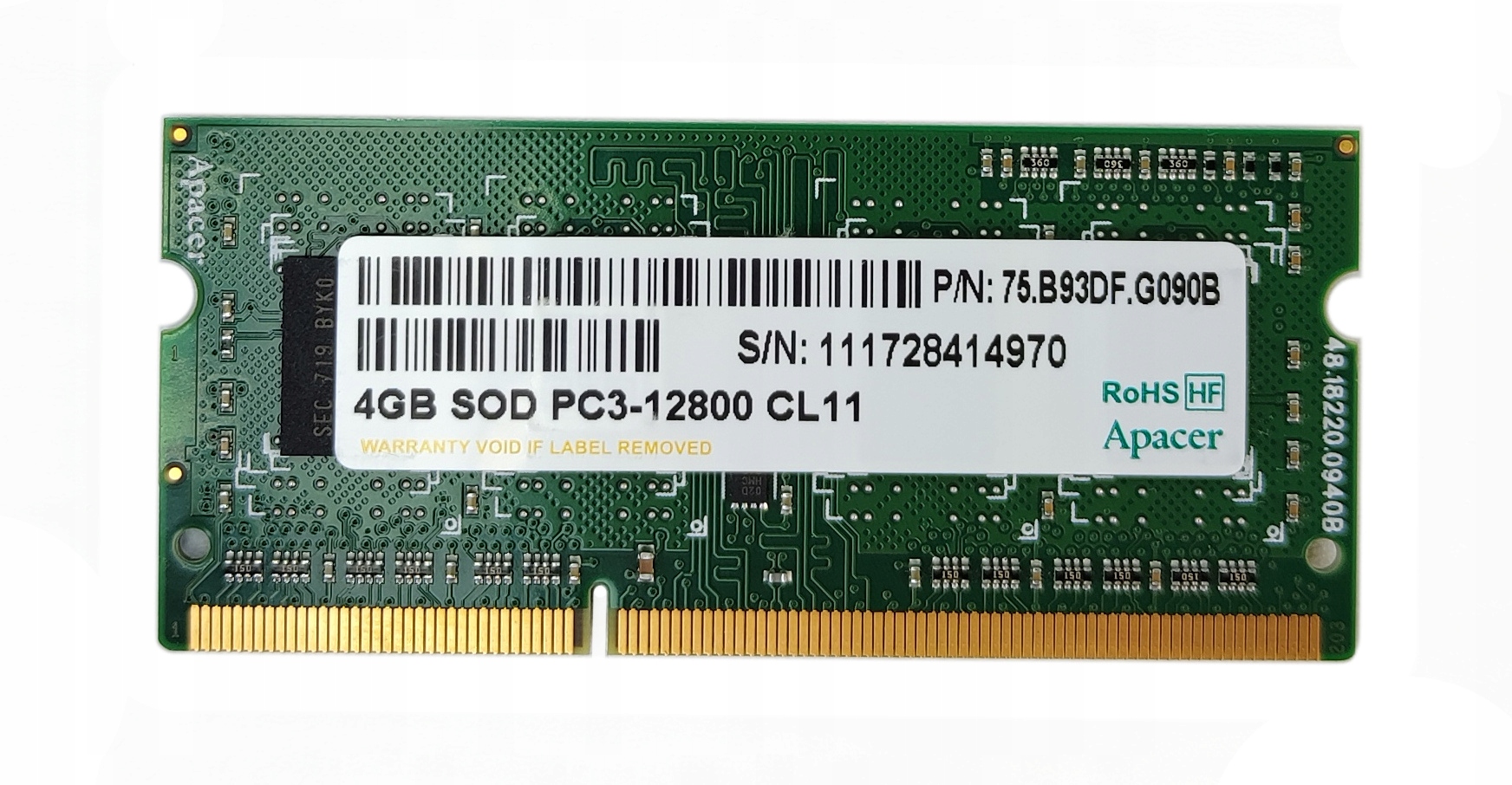 

Apacer Ram DDR3 4GB|1x4GB|1600MHz PC3-12800S CL11