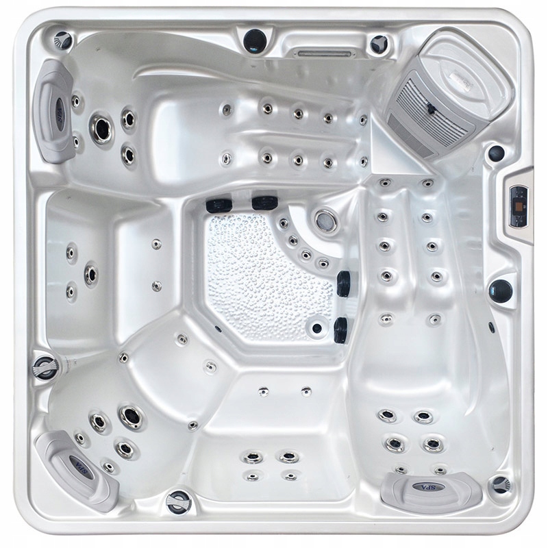 Zahradní lázně pro 5 osob 51 trysek akryl Bílá perla pouzdro Šedá 220x220