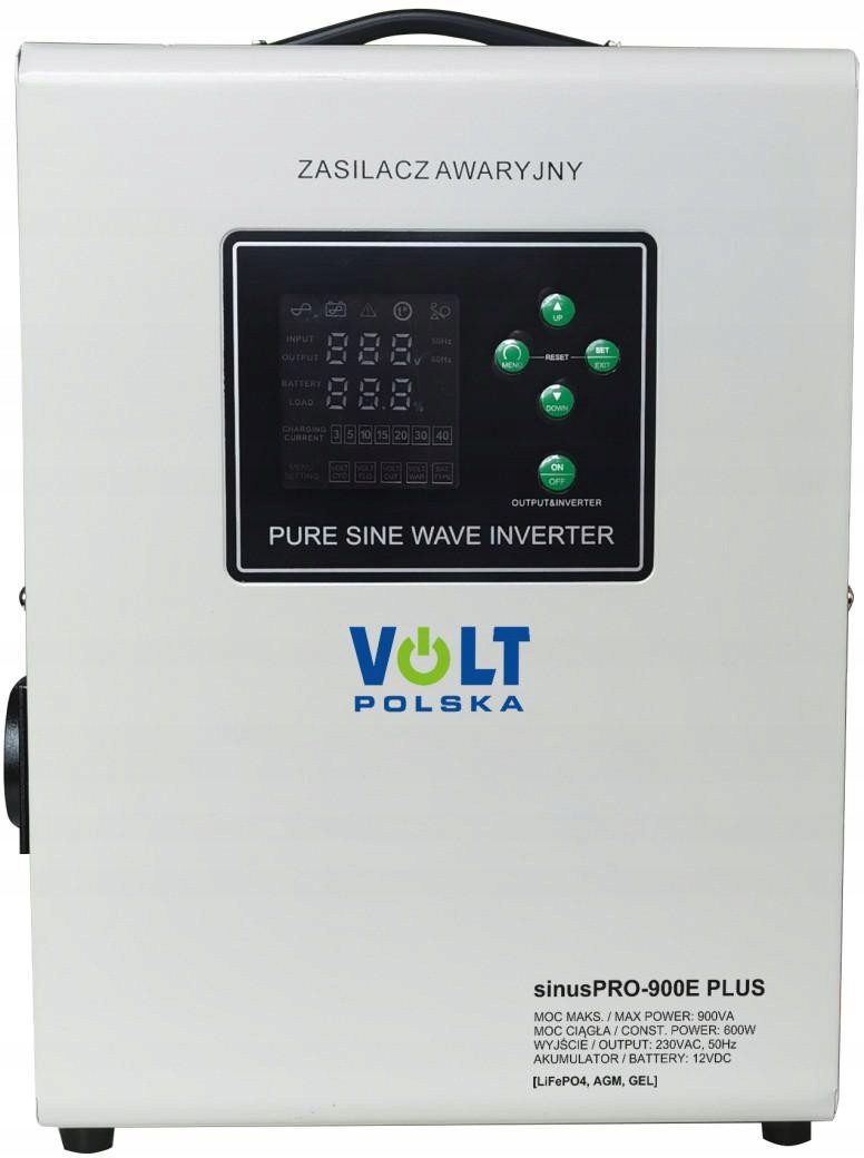 Měnič Napětí Volt Polska Sinuspro 900E Plus 12V 600/900W LiFePO4, Menu