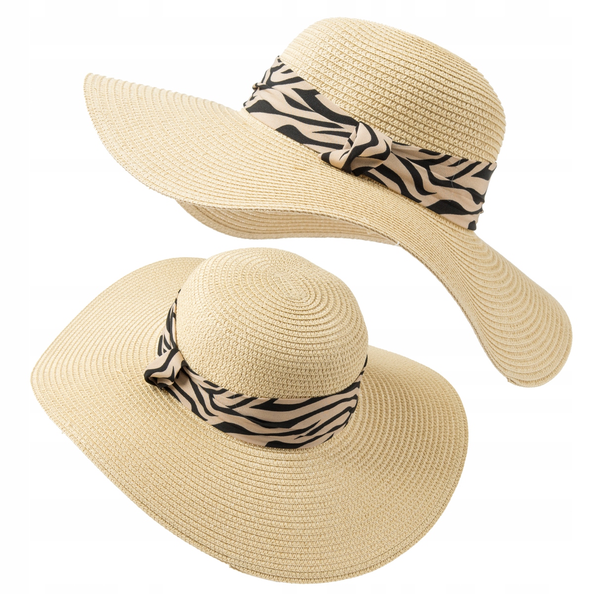 KAPELUSZ SŁOMKOWY LETNI PLAŻOWY DAMSKI DUŻE RONDO