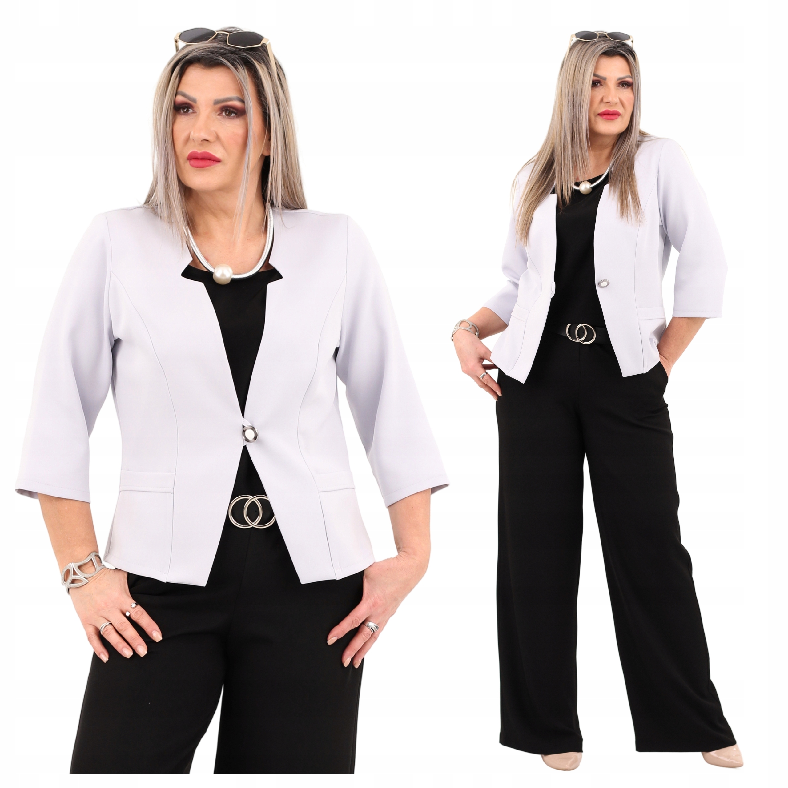 Żakiet Blezer Polski Producent Duże Rozmiary Wizytowy Krótki