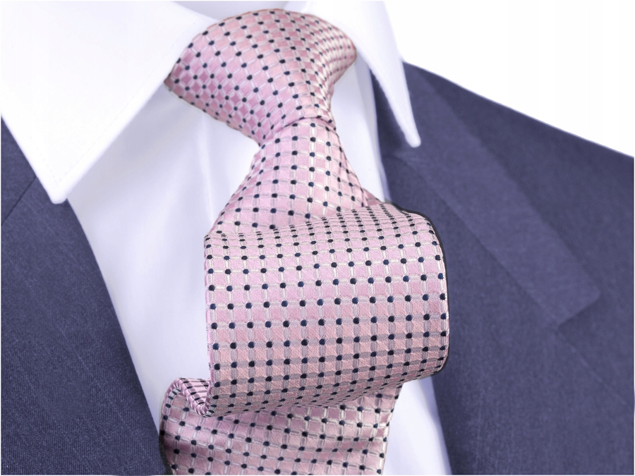 MIKROFIBRA Krawat Męski Różowy w Groszki GREG g146