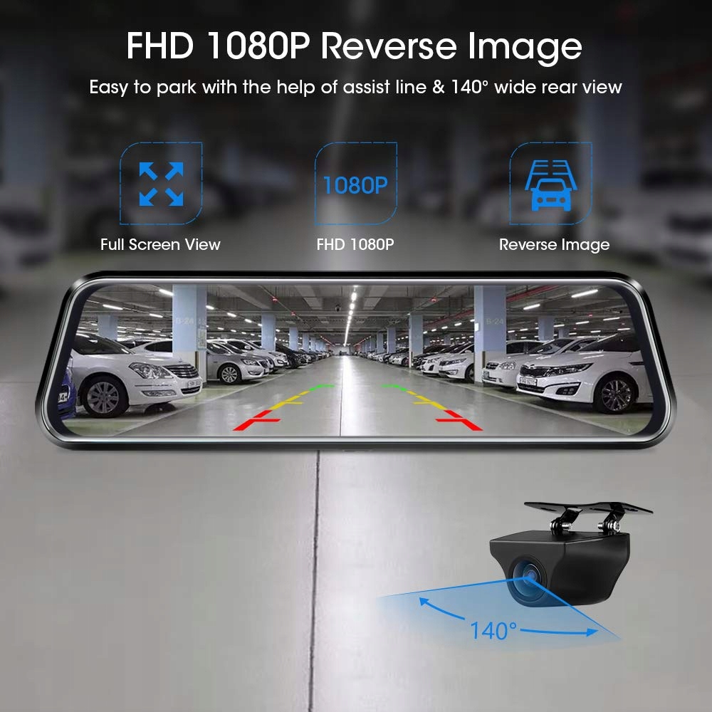JANSITE Kamera Samochodowa Lusterko 10'' FHD 1080P Ekran Dotykowy — miniatura 5