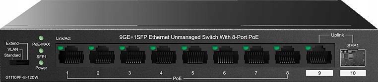 Prepínač Poe Tenda TEG1110PF-8-120W
