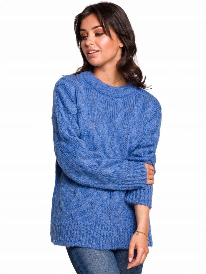 

Eu S/m BK038 Sweter ze splotem typu warkocz - nieb