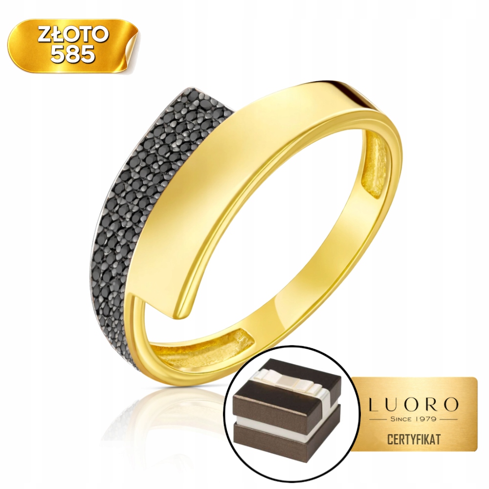 Prstýnek 585 14K S Černými Kameny, Jemný, Elegantní, R14