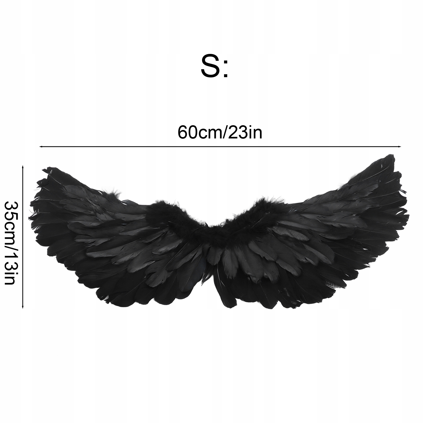 ZESTAW STRÓJ ANIOŁA DZIEWCZYNKI CHŁOPCA SKRZYDŁA AUREOLA PRZEBRANIE 60X35CM Kolor czarny