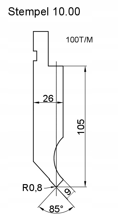 STEMPEL do DURMA 10.00 typ Amada 105/85°/R0,8/835mm