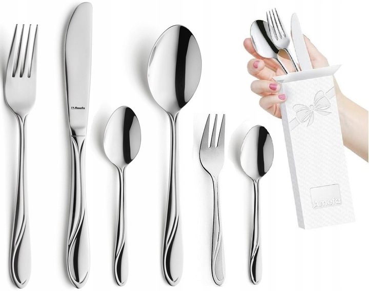 AMEFA MAX ZESTAW 72 SZTUĆCE NIERDZEWNE BEZ NIKLU WHISPER KOMPLET NA 12 OSÓB