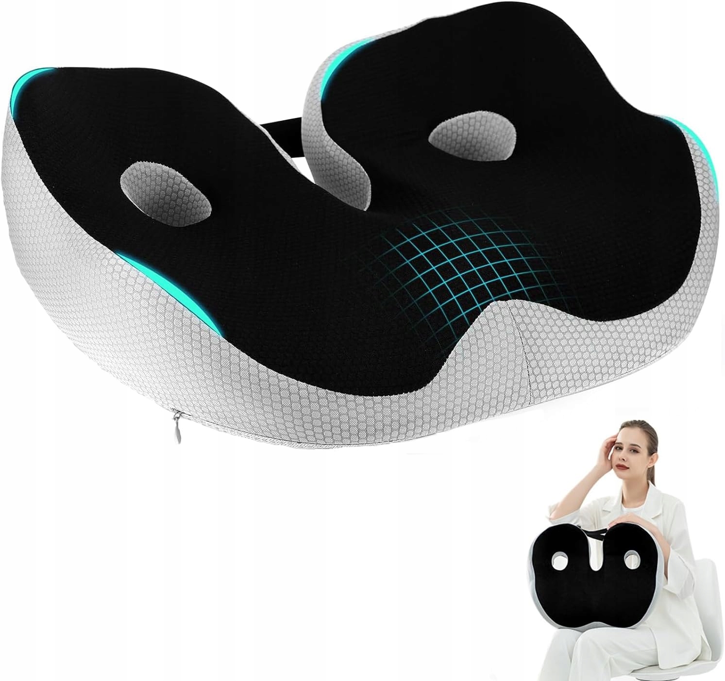 Poduszka Ortopedyczna Żelowa 48x39CM Do Siedzenia Na Ból Pleców Hemoroidy