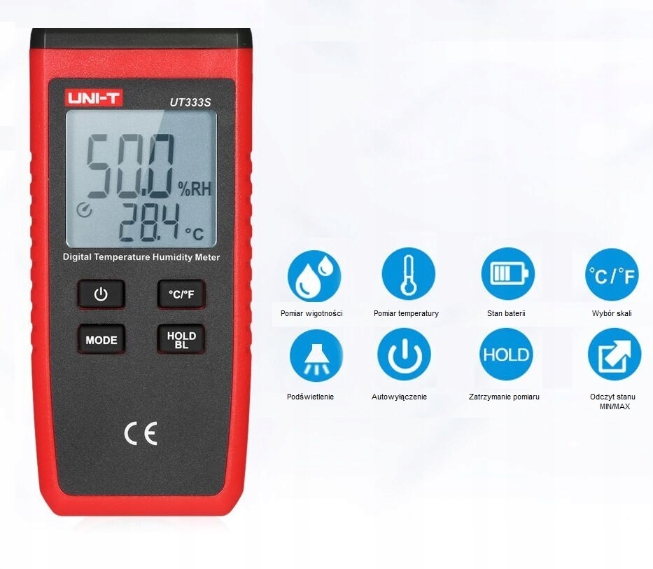 UNI-T UT333S Miernik wilgotności temperatury termohigrometr Model UT333S