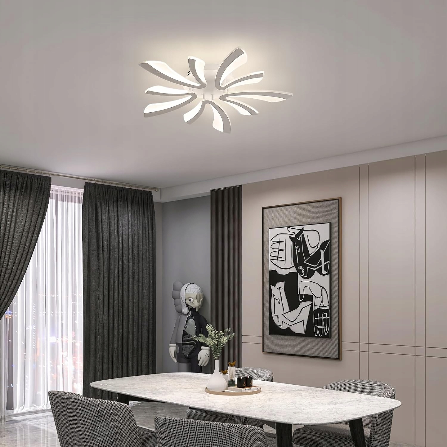 LAMPA SUFITOWA LED PLAFON ŻYRANDOL BIAŁY 48W+PILOT Liczba punktów światła 5