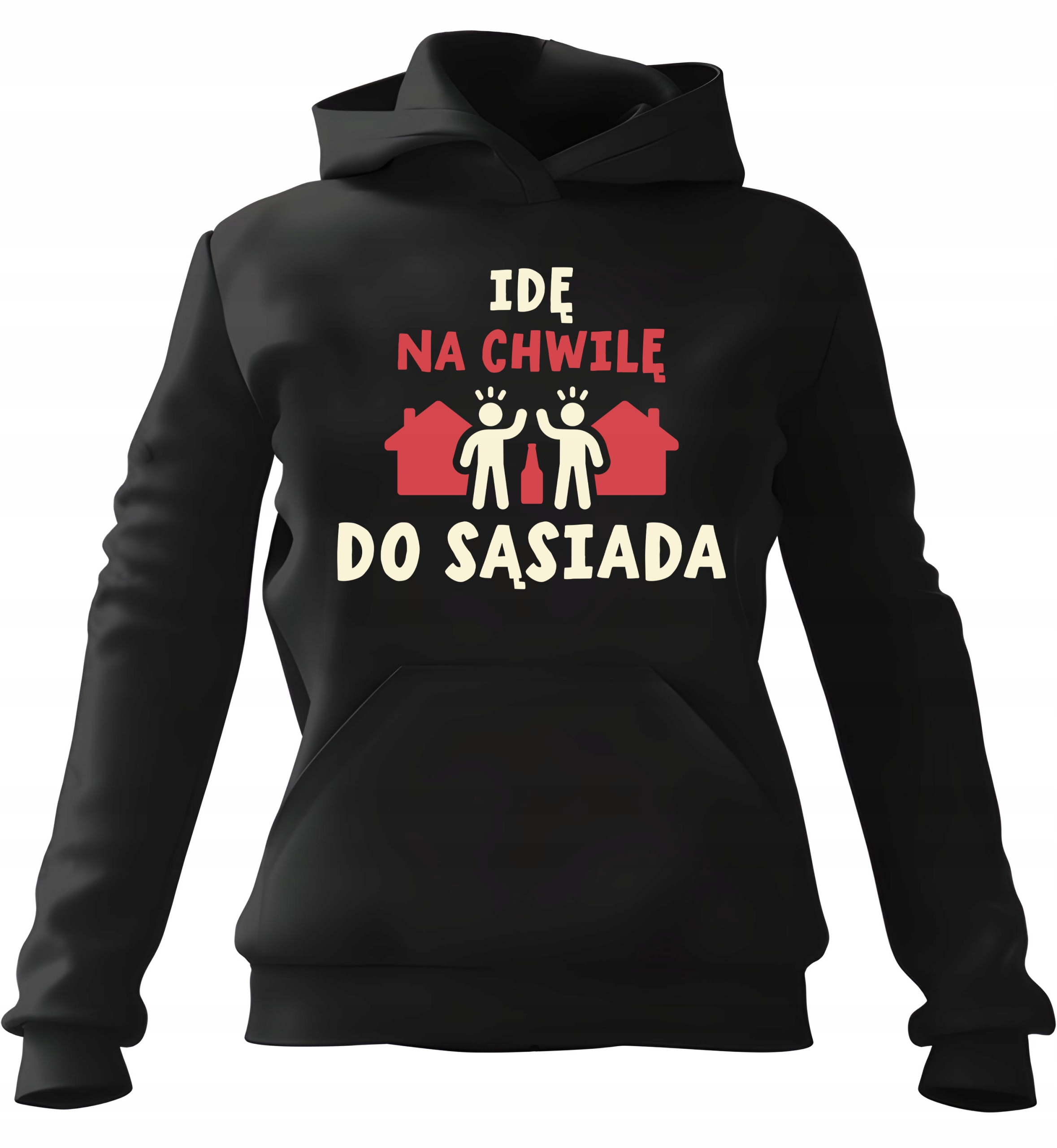 pánská mikina s kapucí Jdu k sousedovi Černá 3XL Pro něj chlapa manžela Chlapa