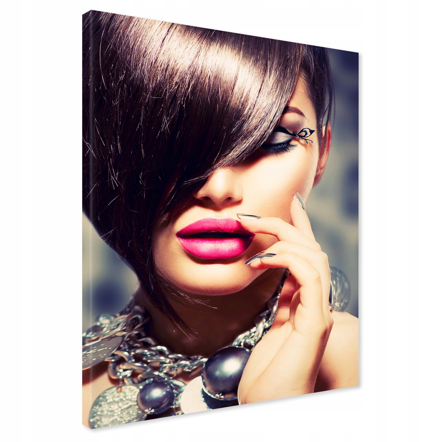 Obraz na płótnie 70x100 Canvas Kobieta Fryzura Makijaż Premium do Salonu