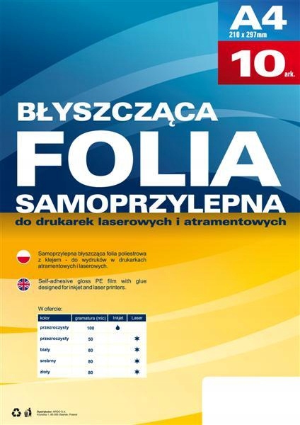 

Folia Samoprzylepna Do Drukarki Laserowej A4