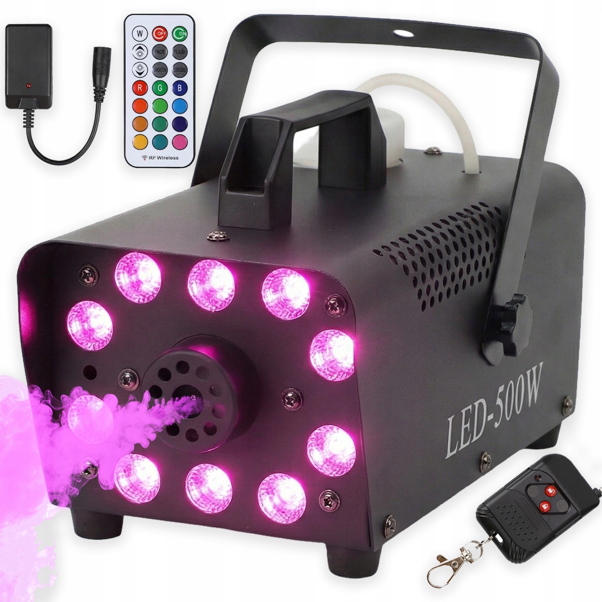 Výrobník Kouře Mlha Dýmovnice Výkonná 10 Led Rgb Dýmovačka Fog 500W Dálkové Ovládání