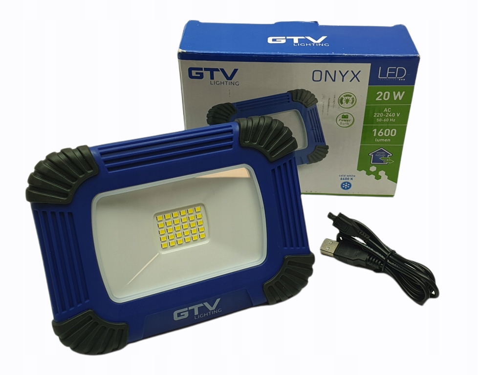 Gtv Led reflektor Onyx z akumu. LD-OXCX20W-64