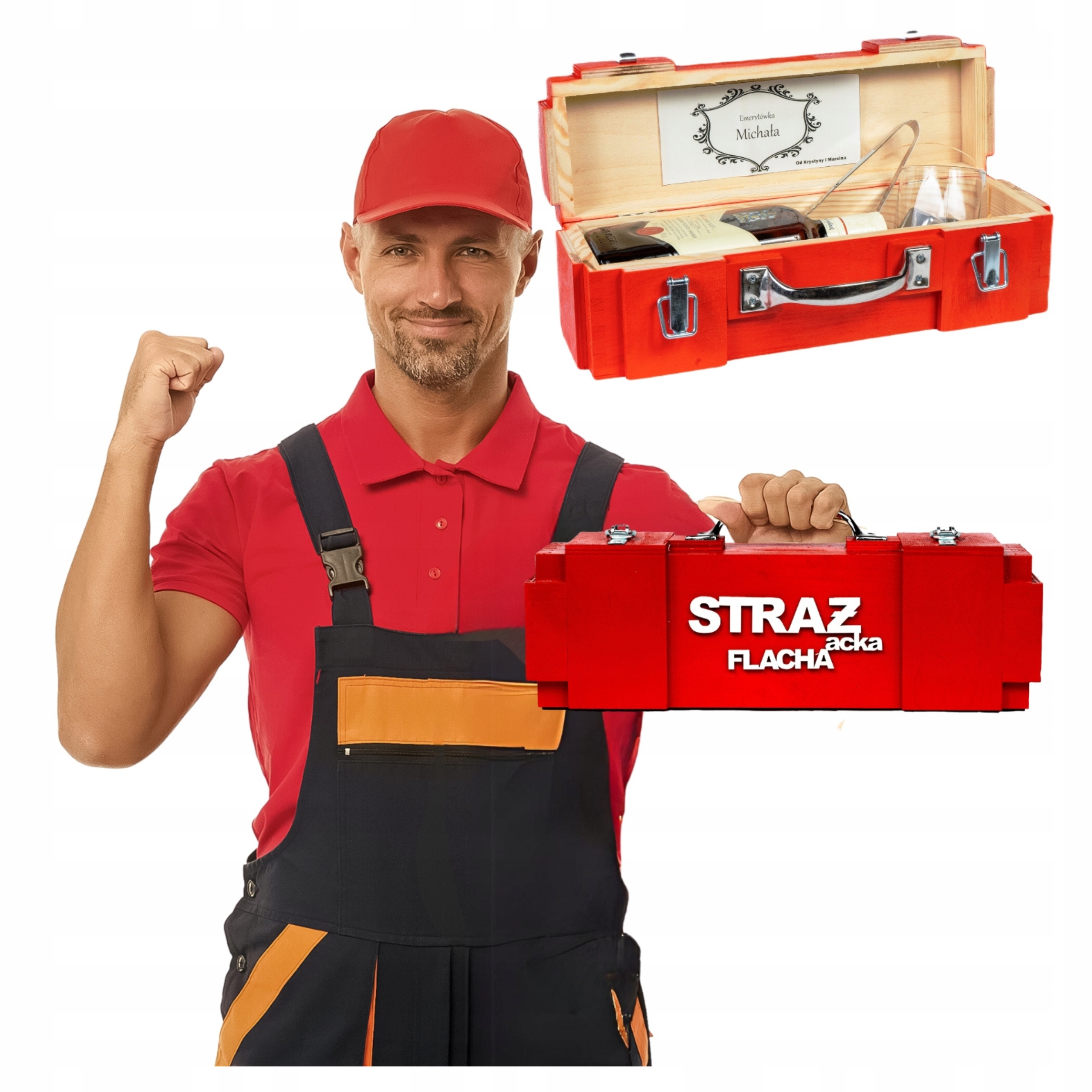 vtipný dárek pro hasiče k 30. narozeninám, krabička na láhev whisky