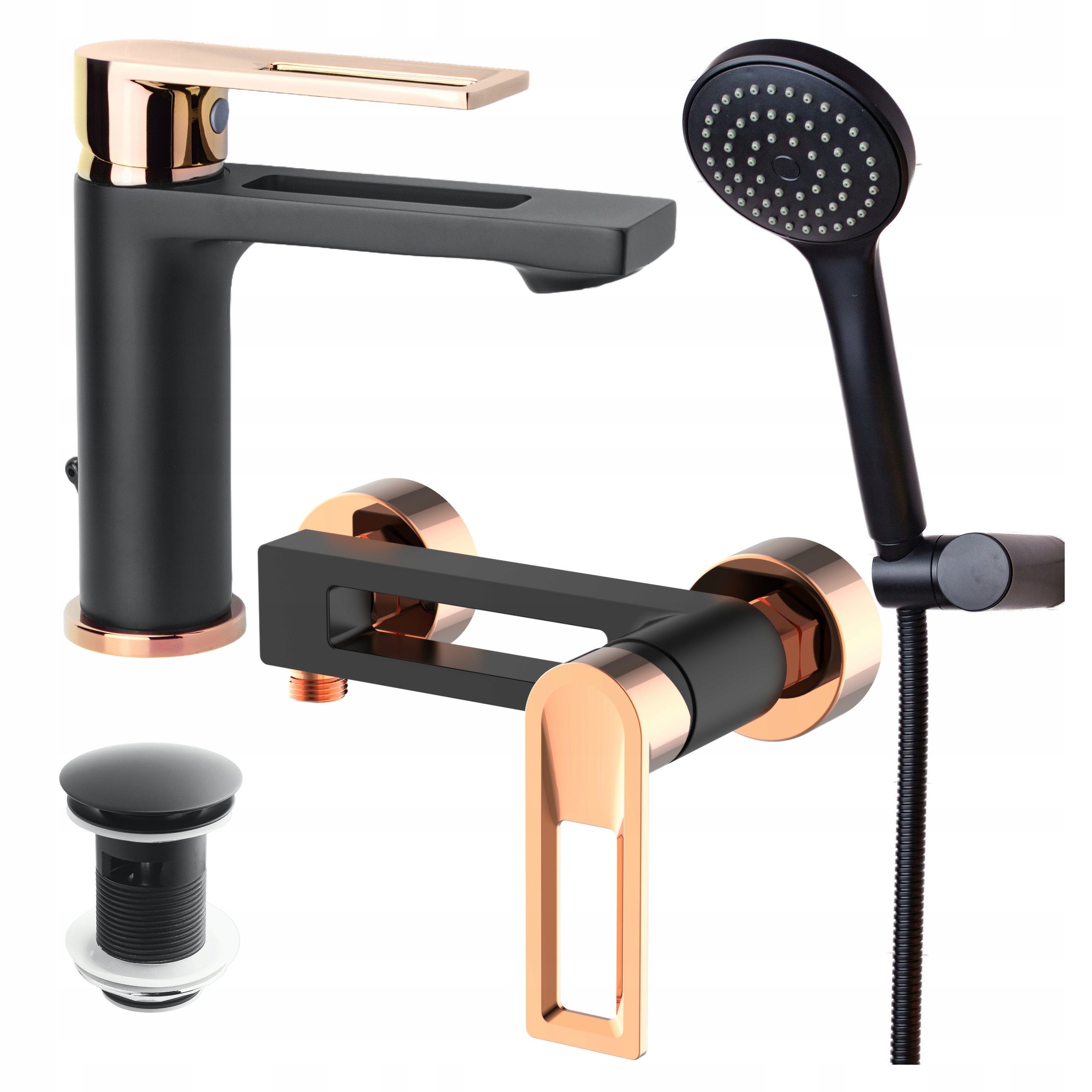 Sprchová baterie s umyvadlem baterie do kabiny koupelny, sada černá Sotbe