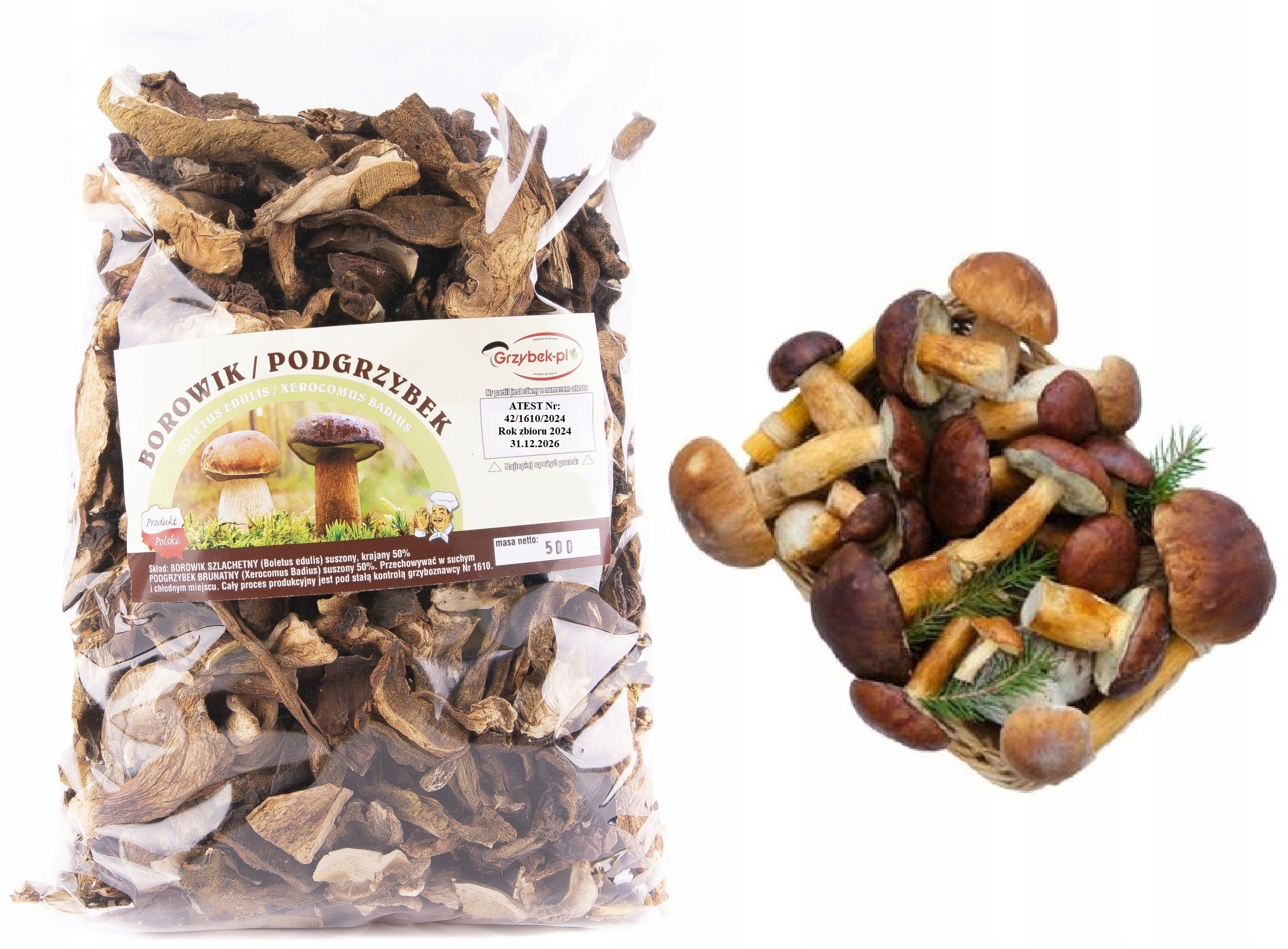 Podhoubek+borowik Krájený 500g Nová Sbírka 2025 Polský Atest sušené houby