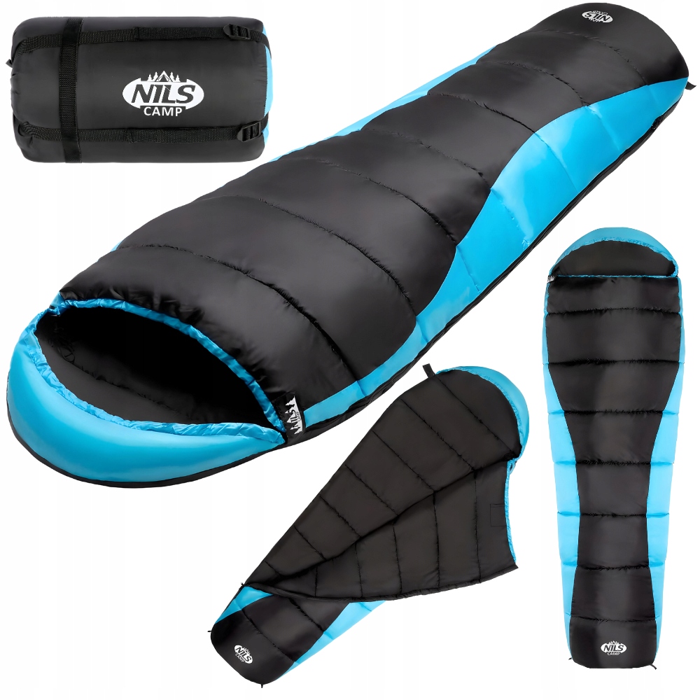 Śpiwór Turystyczny Ciepły Mumia Z Kapturem Pod Namiot 220x80 cm Pokrowiec