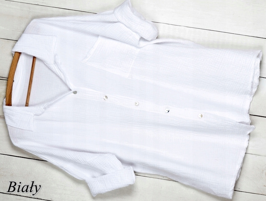 915 MUŚLIN KOSZULA TUNIKA oversize BAWEŁNA GUZIKI Marka Modaistyl